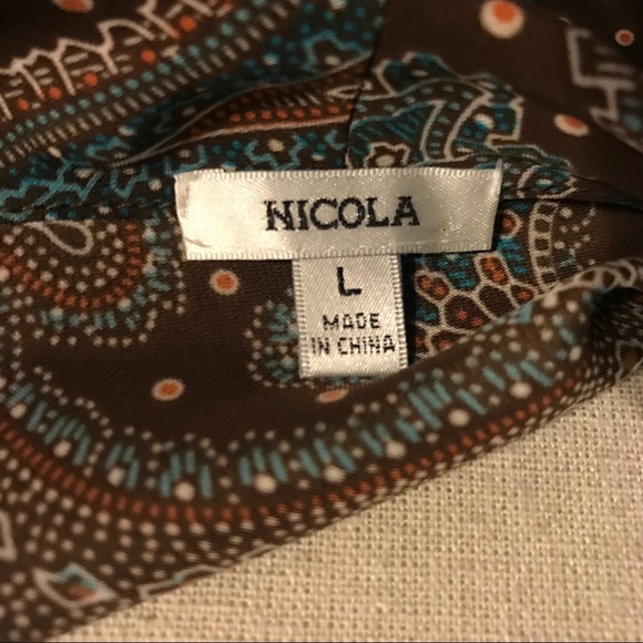 Nicola Paisley Print Peasant/Blouson Top—L - Picture 5 of 6